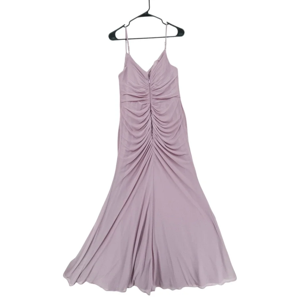 Azazie Maxi Dress 12 Tequilla Purple‎ Dusk Ruched V-Neck Formal Bridesmaid Gown